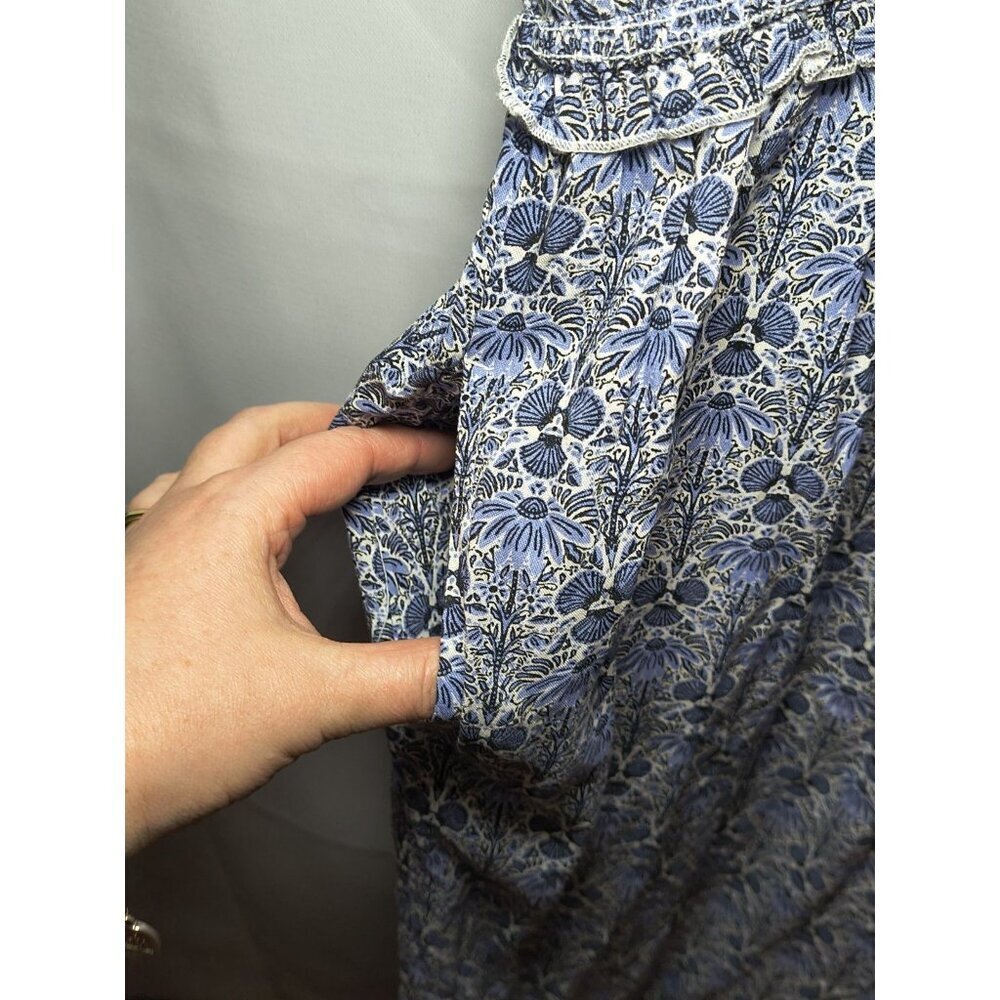 Fat Face Sleeve Less Women's Size 12 Blue Floral Jumper Suit With Pockets - Picture 5 of 16